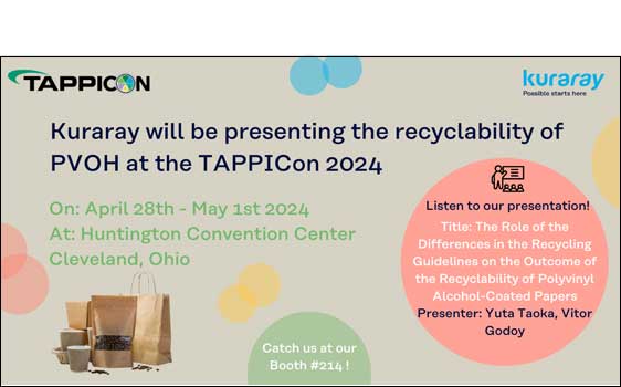 Kuraray will be presenting the recyclability of PVOH at the TAPPICon 2024
