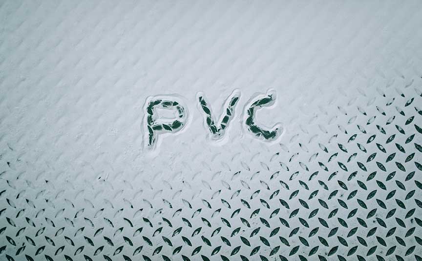 written PVC on steel floor